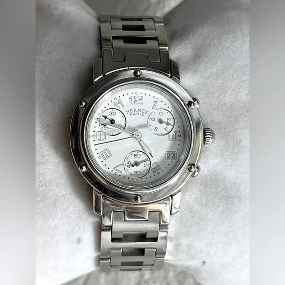 HERMÈS CLIPPER CHRONOGRAPH ladies watch CL1.310 - Picture 1 of 17